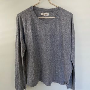 Set of 2 madewell long sleeve tops gray and cream with knot detail
